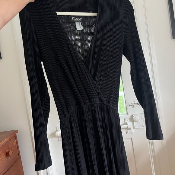 Choon Vintage Black Wrap Dress - Micro Pleat fits like size Small - Picture 3 of 6